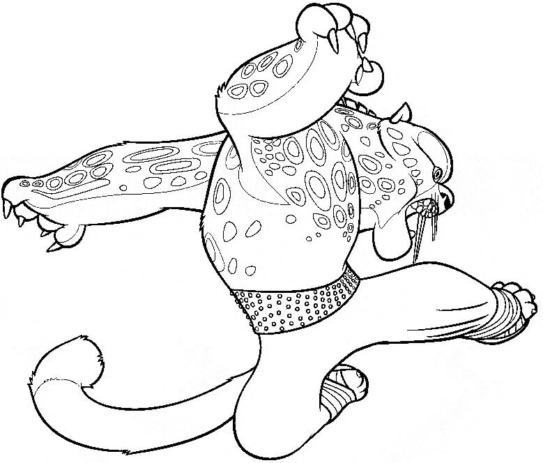 Leopardo de Dibujos Animados del Panda Kungfu