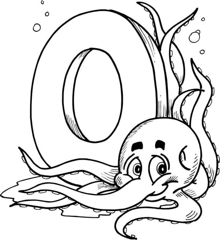 Letra O Pulpo Nadando