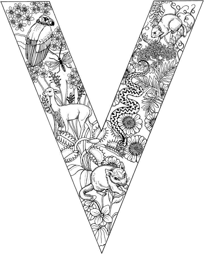 Letra V Flor