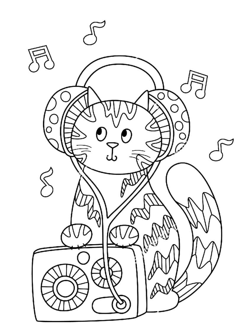 Lindo Gatito con Radio y Auriculares