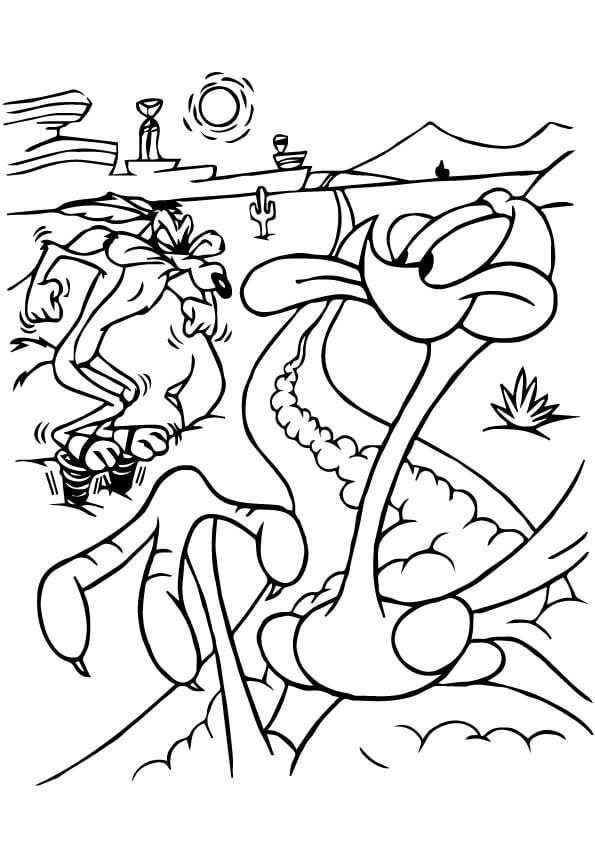 Lobo Divertido Persiguiendo a Road Runner