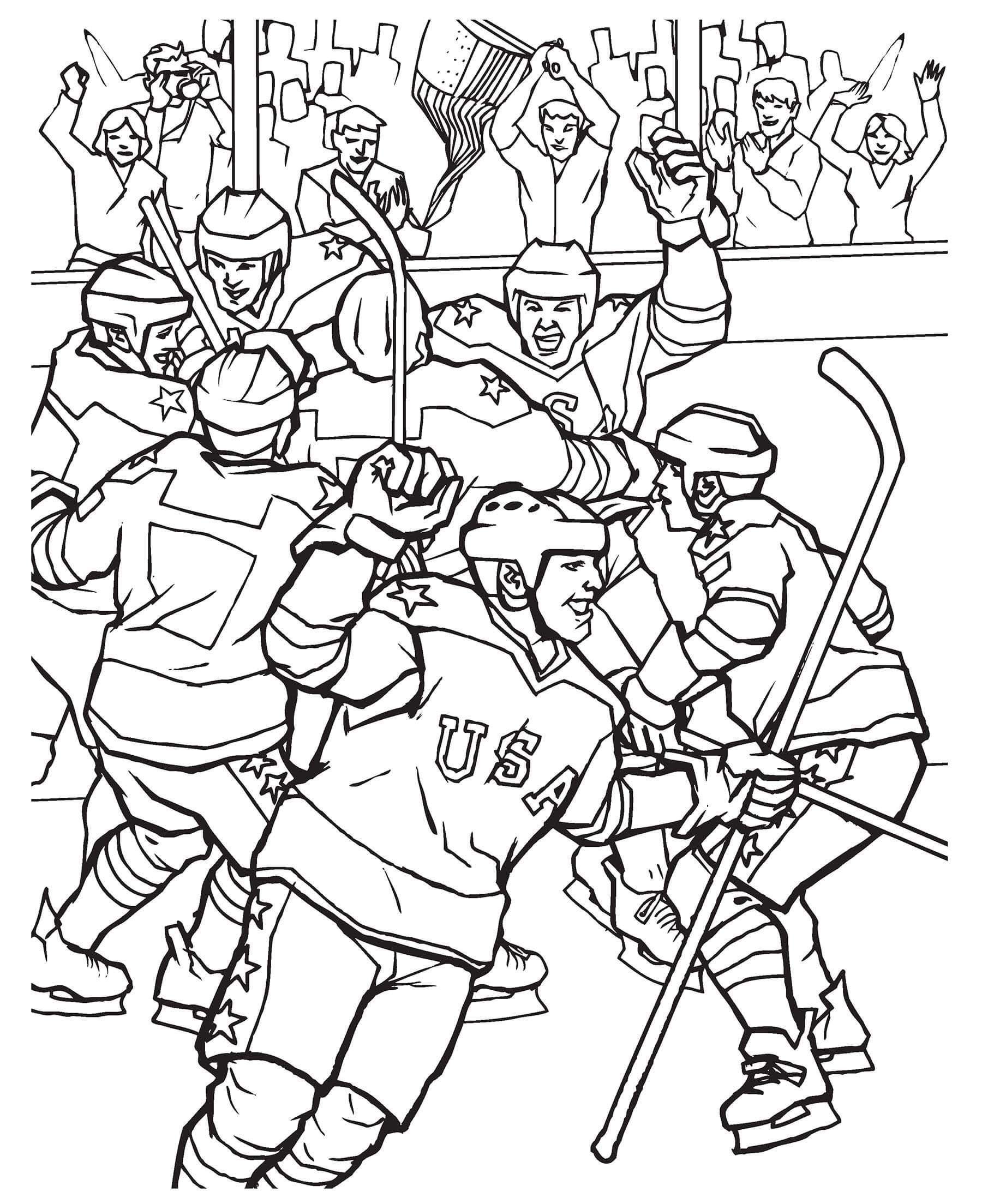 Los Jugadores de Hockey Celebran la Victoria