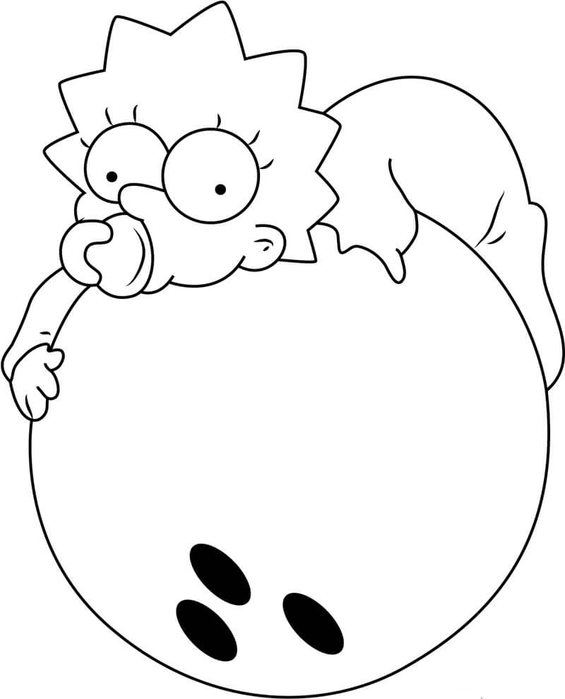 Maggie Simpson Sobre Bola de Boliche