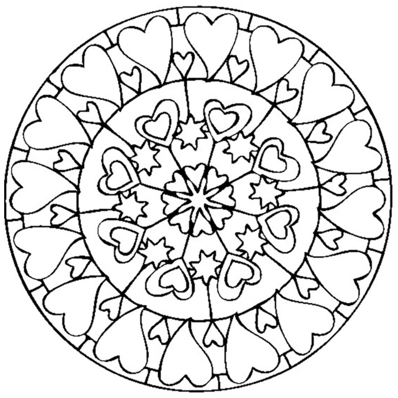 Mandala de Corazón Simple en Círculo