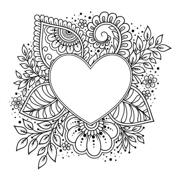 Mandala de Corazón con Hojas