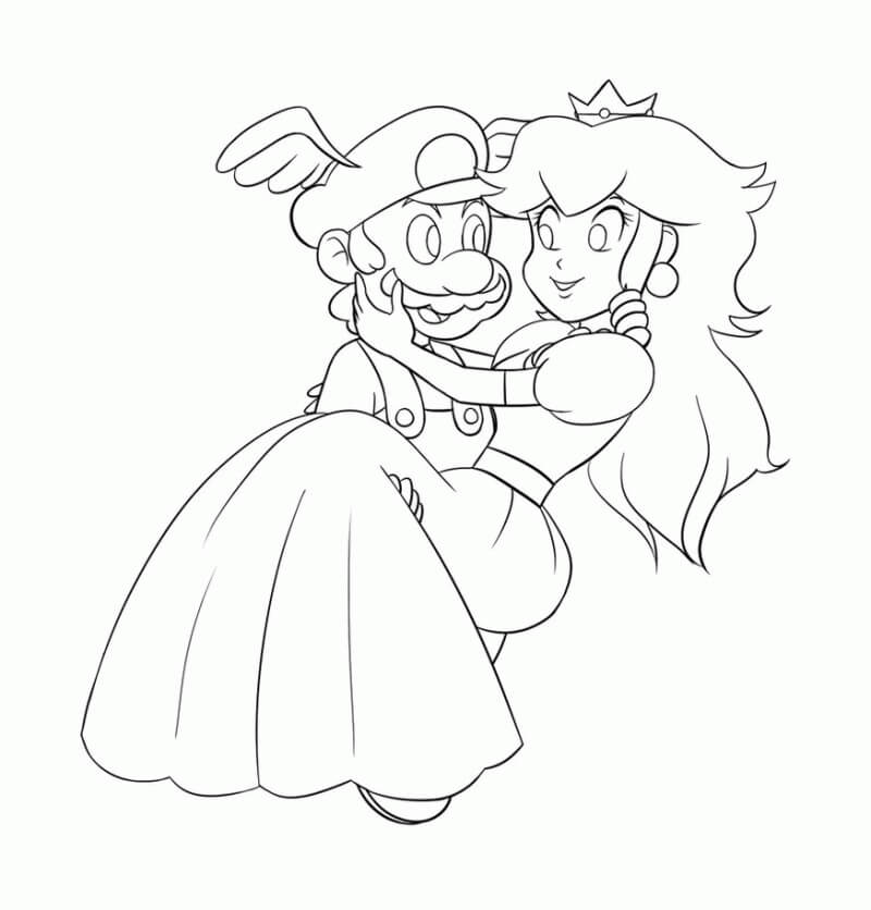 Mario cargando a la princesa Peach