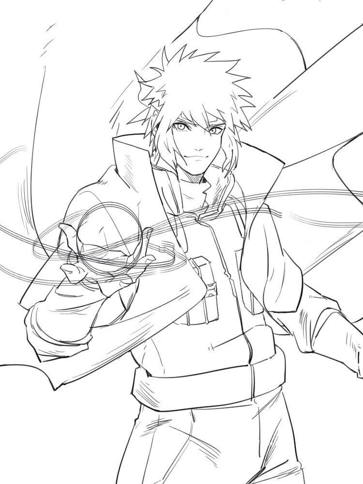 Minato Sosteniendo el Dibujo de Rasengan