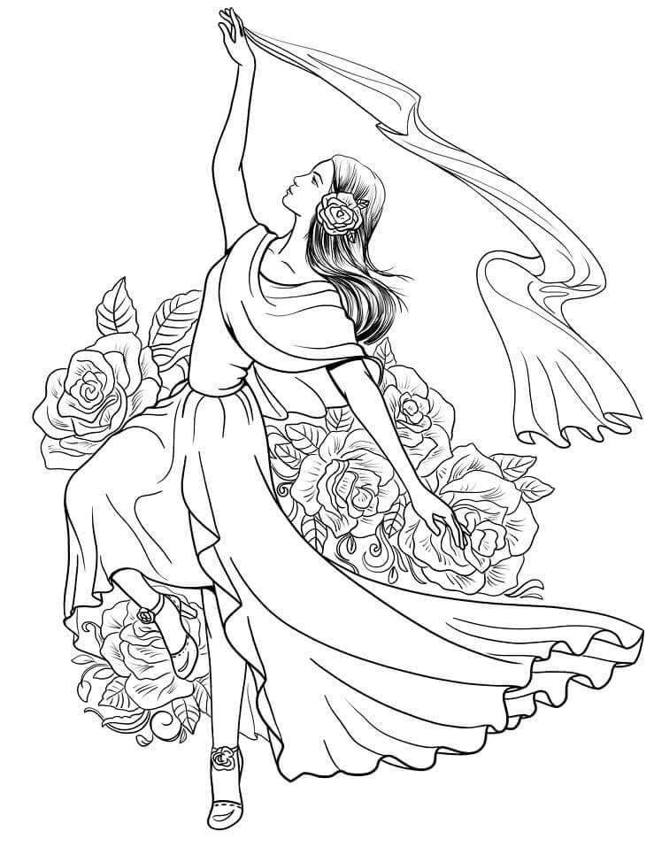 Mujer Española Bailando Flamenco