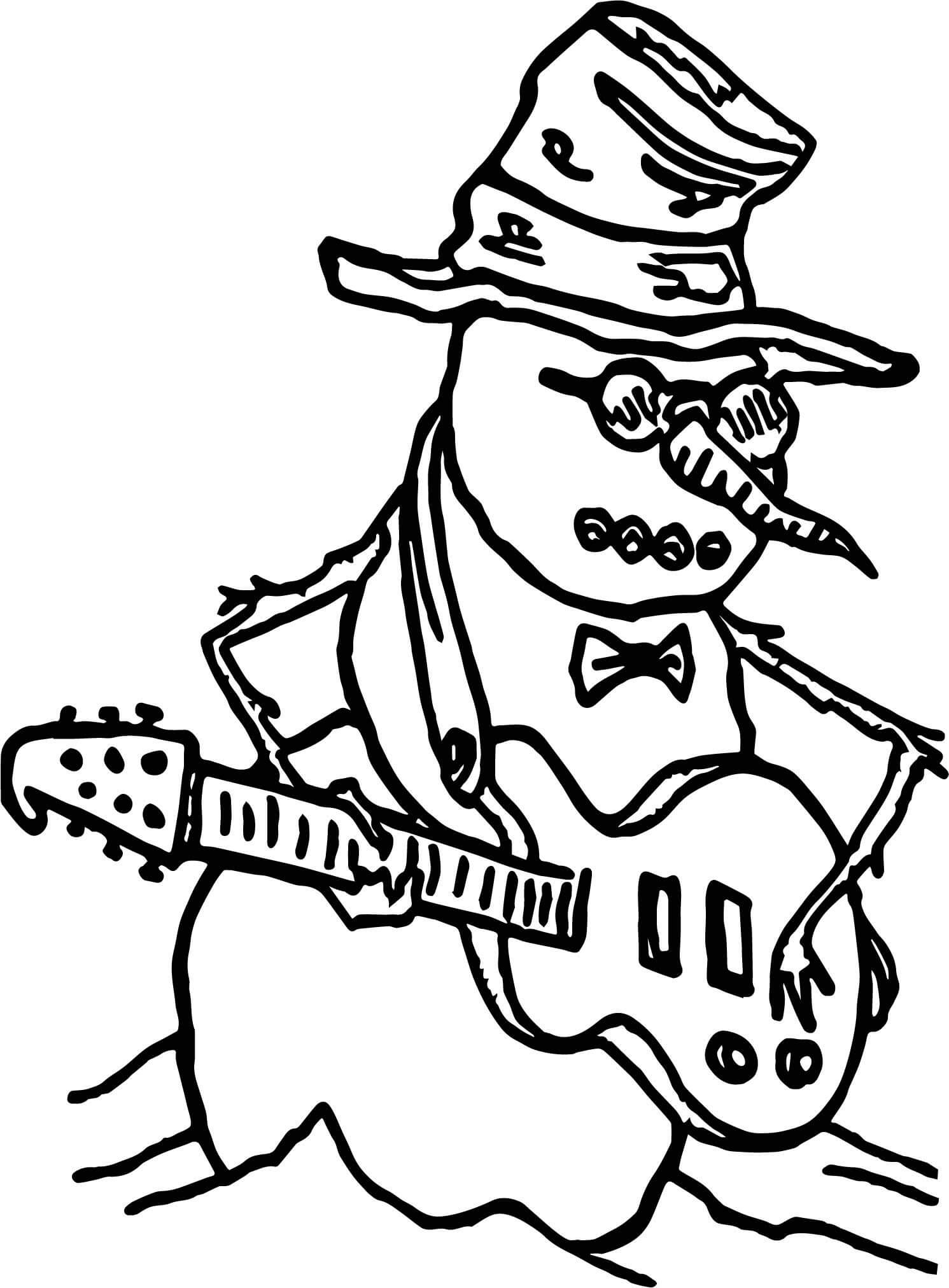 Muñeco de Nieve Rocando la Guitarra