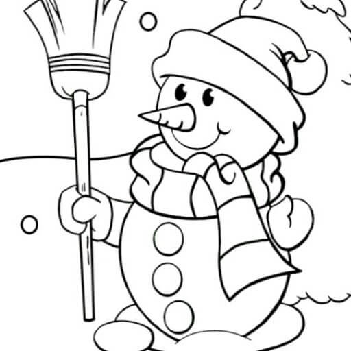 Muñeco de Nieve con Escoba