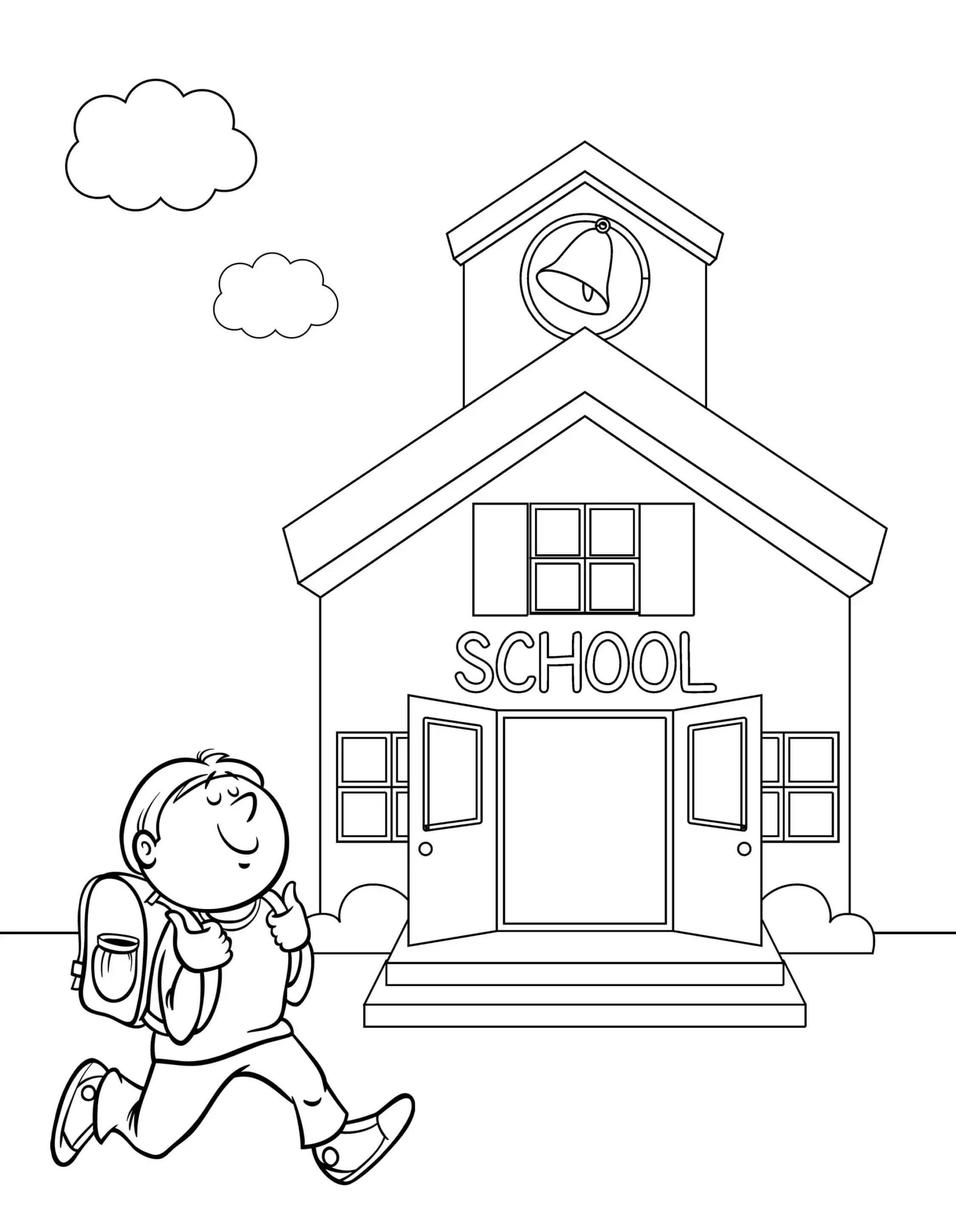 Niño Sonriente Corriendo a la Escuela
