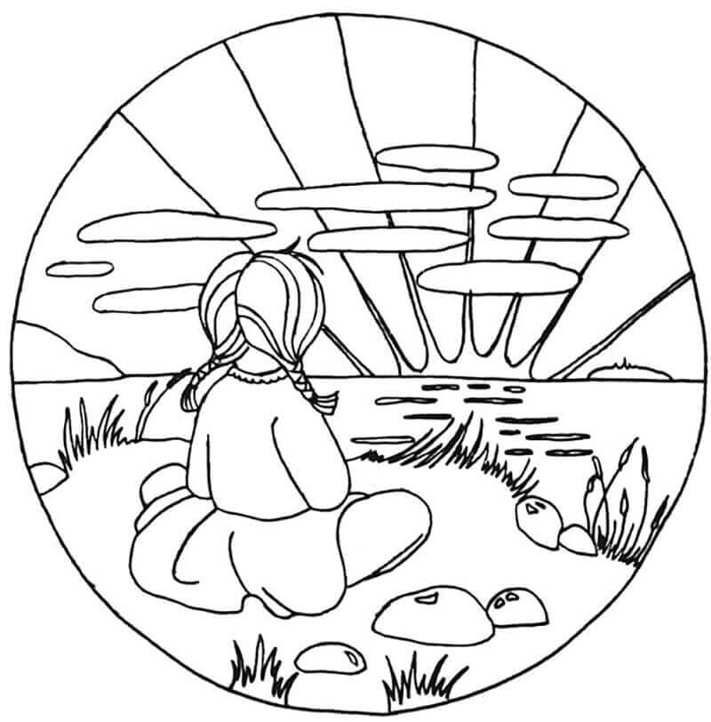 Niña En La Puesta De Sol