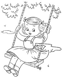 Niña Juego en Columpio