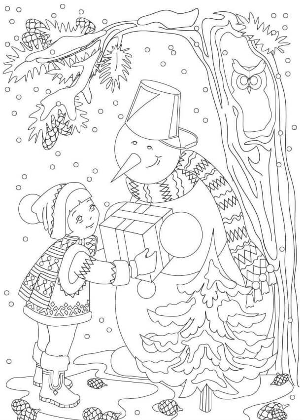 Niña con Muñeco de Nieve
