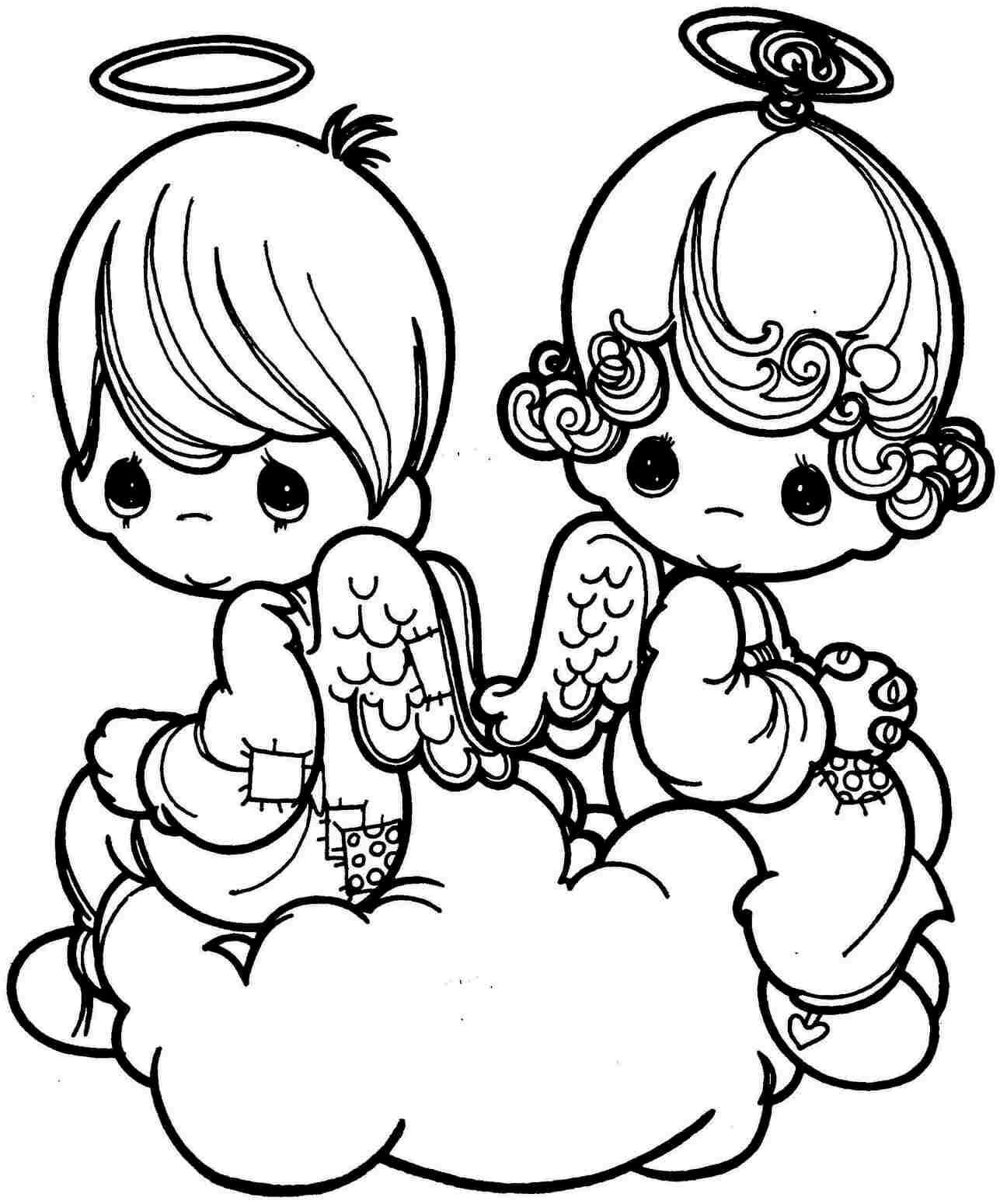 Niña y niño Cupido Sentado