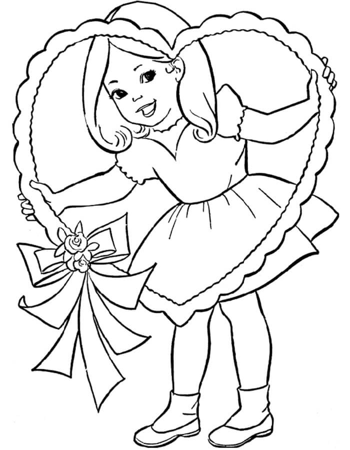 Niña y un Corazón de San Valentín