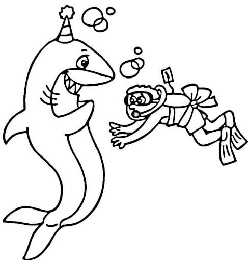 Niño Buzo y Tiburón Divertido