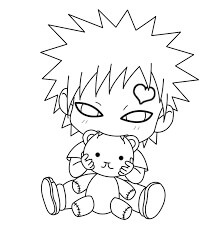 Niño Gaara Abrazando el Oso de Peluche