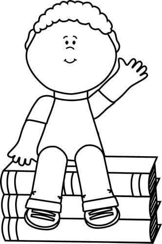 Niño, Sentado, en, Libros