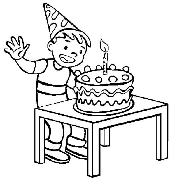 Niño con Pastel de Cumpleaños