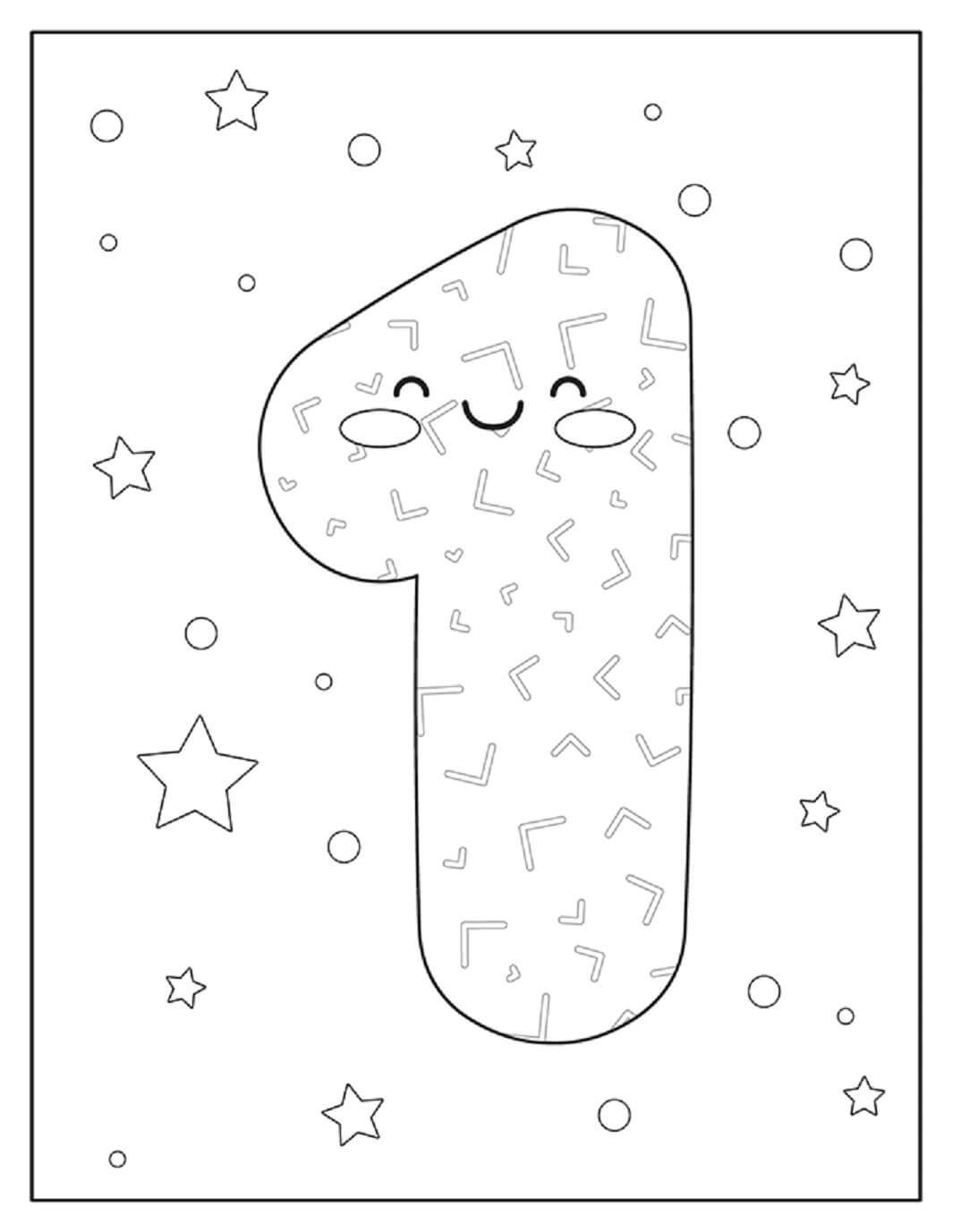 Número 1 Sonriente con Estrellas