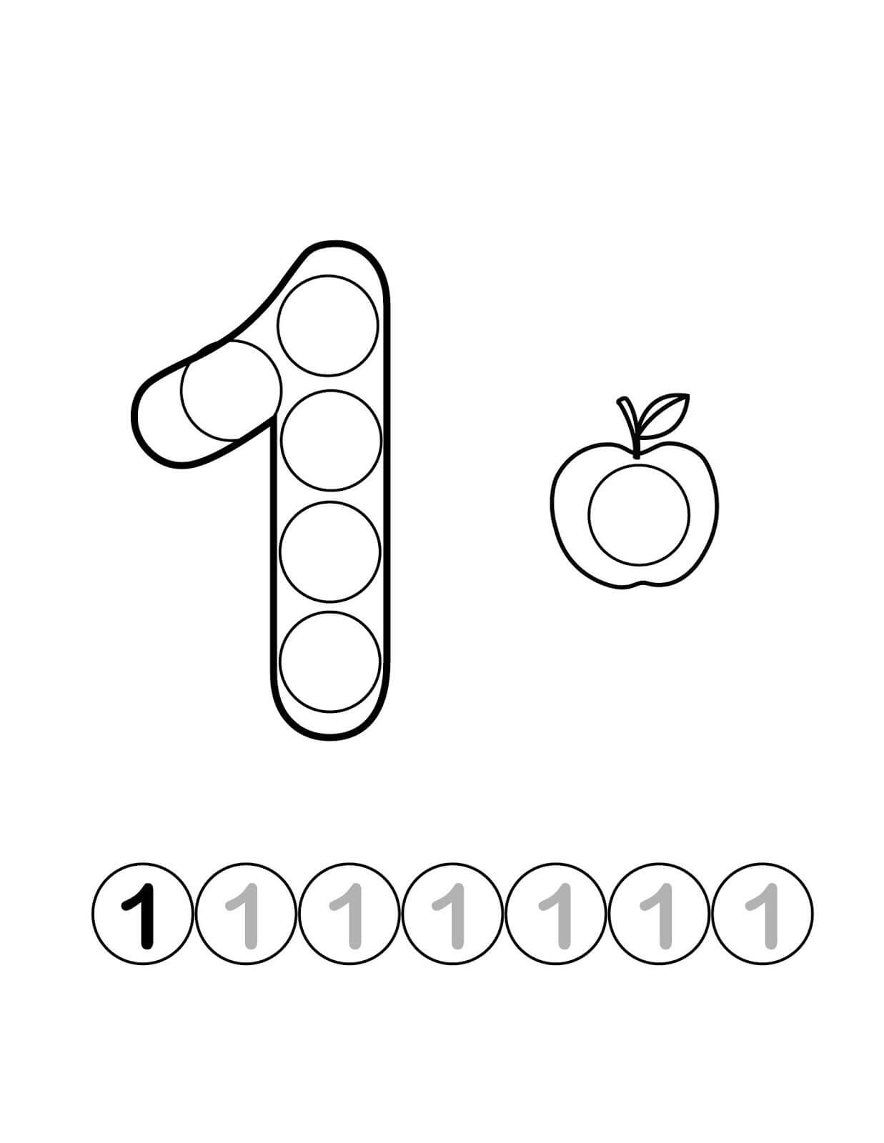 Número 1 y Manzana
