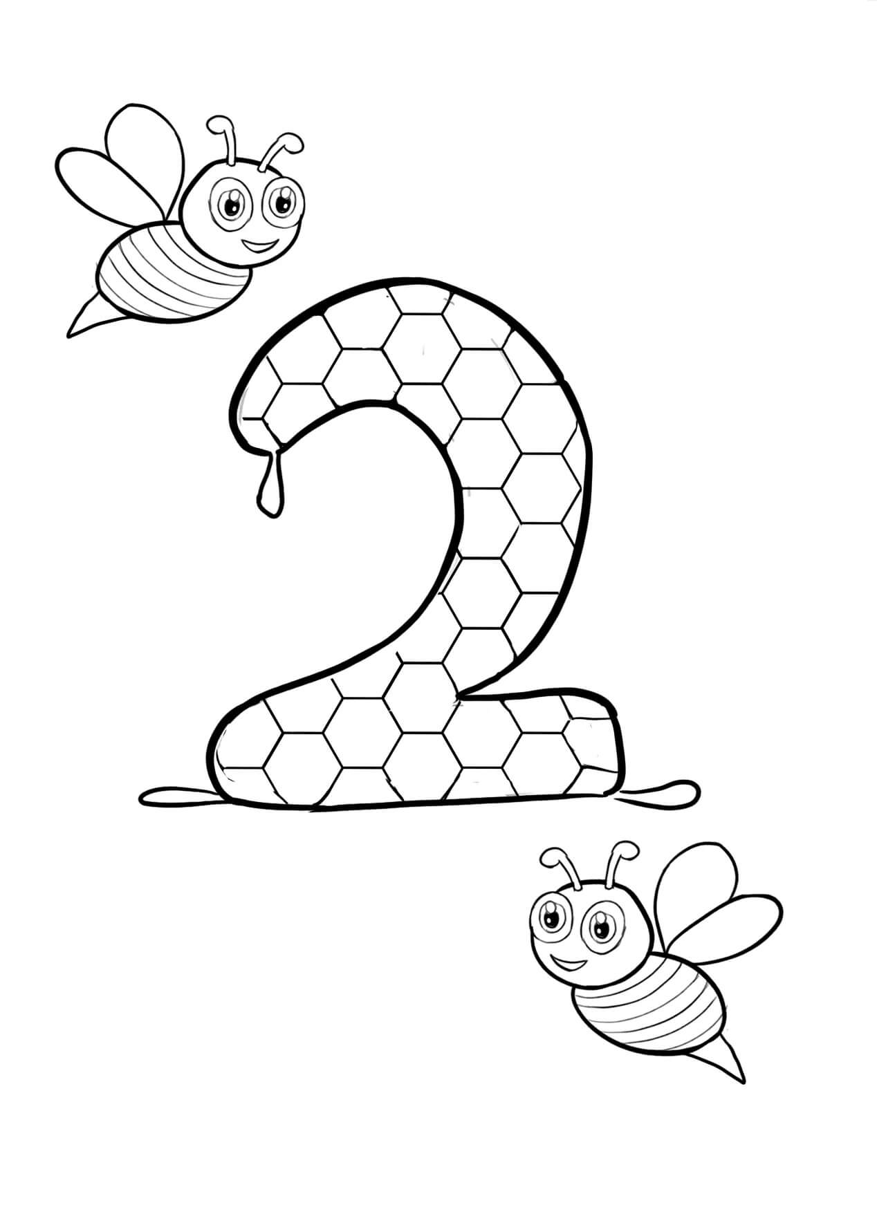 Número 2 y Dos Abejas