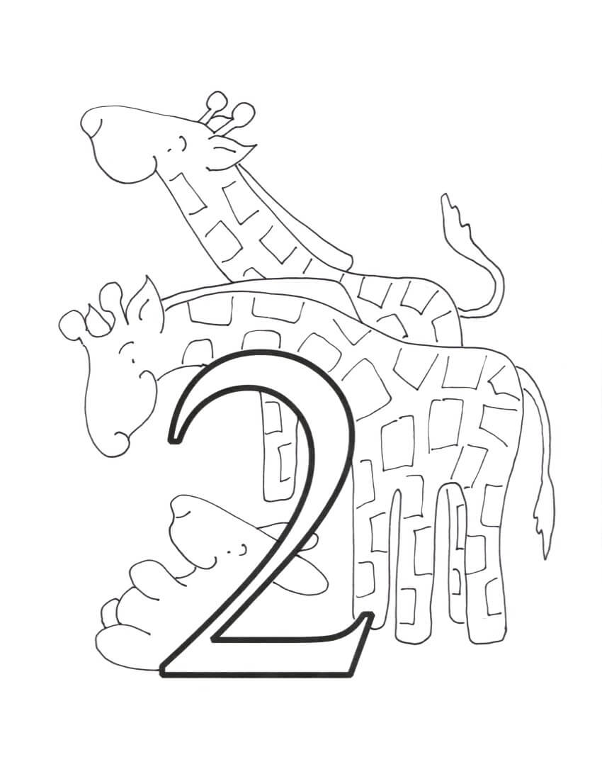 Número 2 y Dos Jirafas