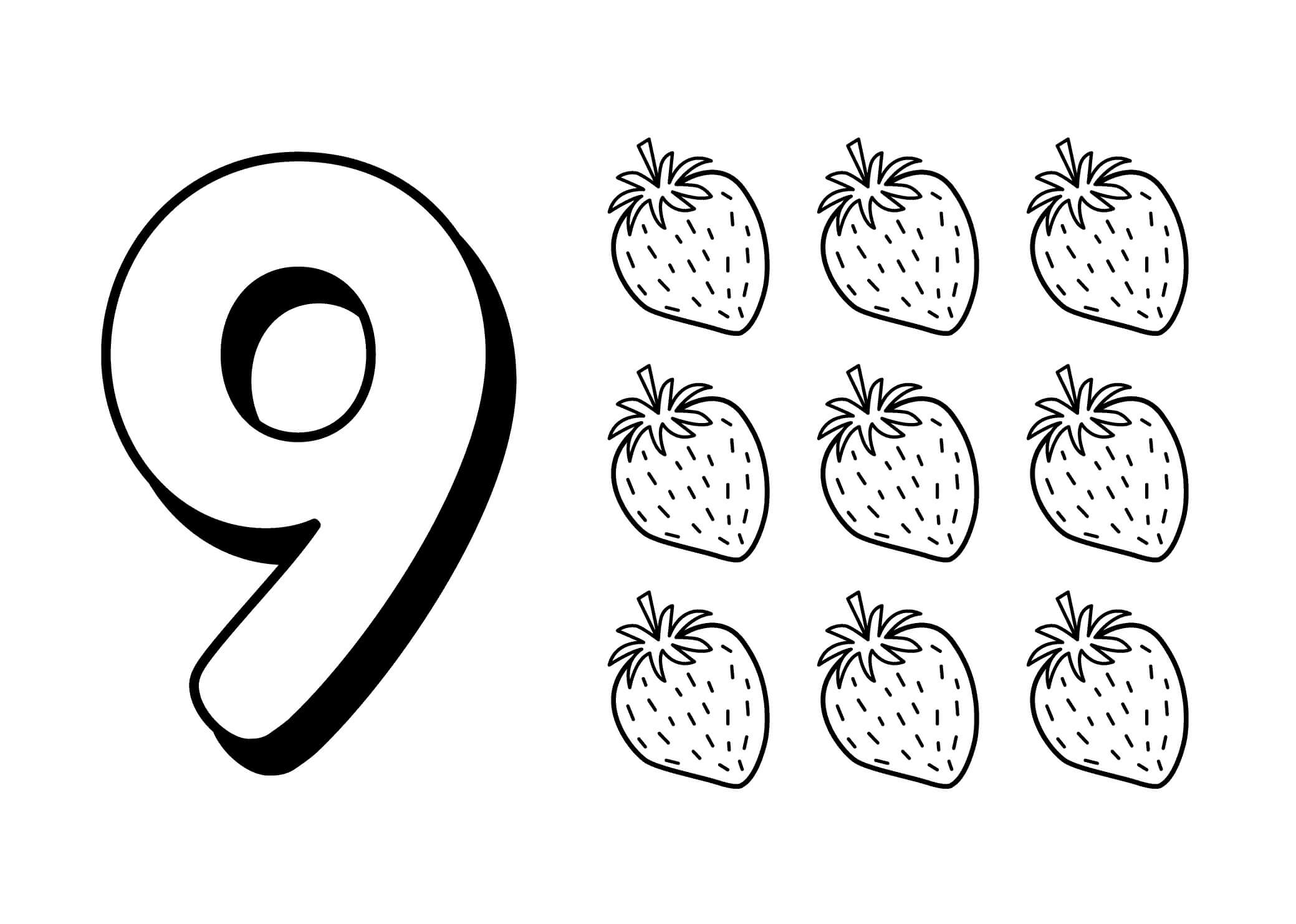Número nueve y Nueve Fresas