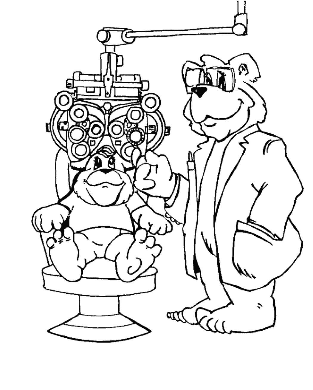 Oso Médico Examina los Ojos