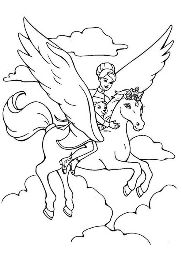 Página para Colorear de Barbie y la Magia de Pegaso
