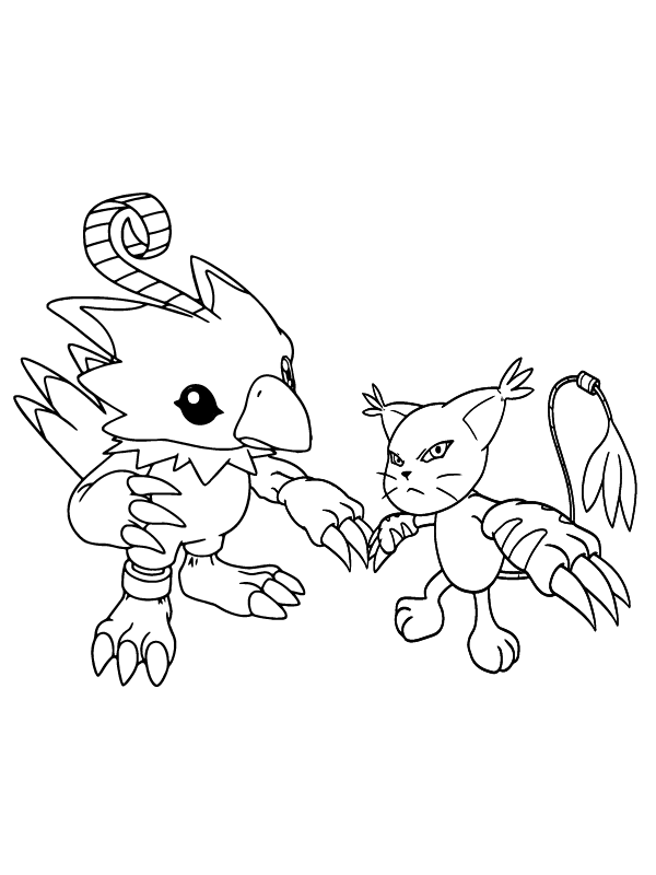Página para Colorear de Biyomon, Personajes de Digimon