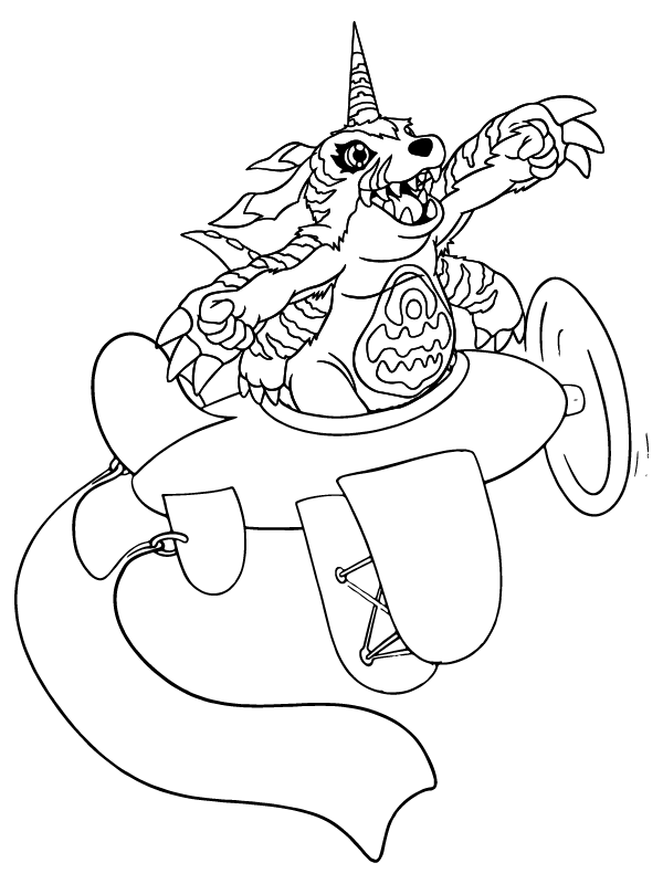 Página para Colorear de Gabumon de Digimon Adventure