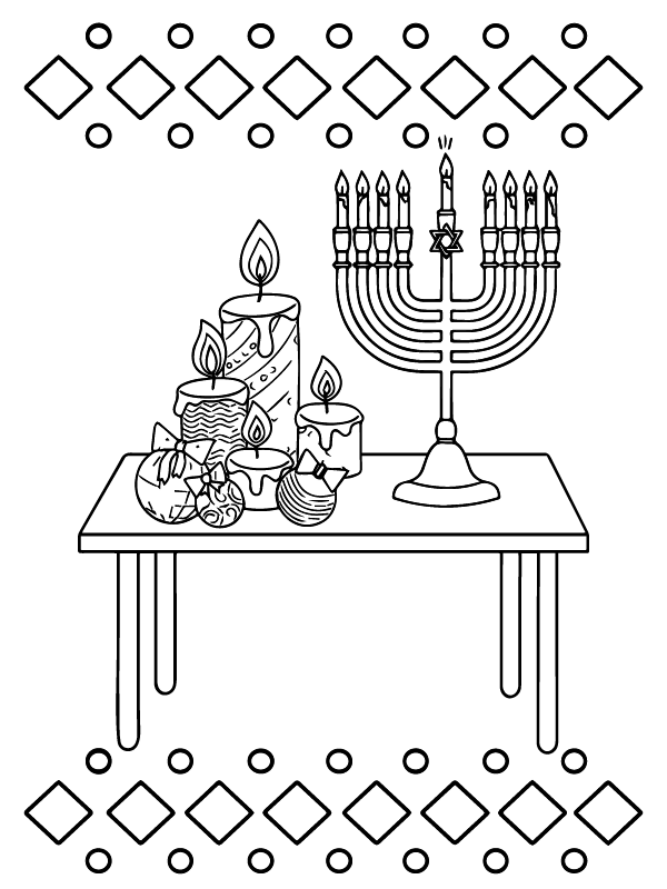 Página para Colorear de Kwanzaa en la mesa