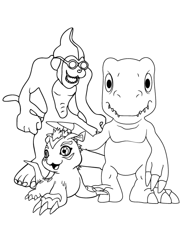 Página para Colorear de Personajes de Digimon Adventure