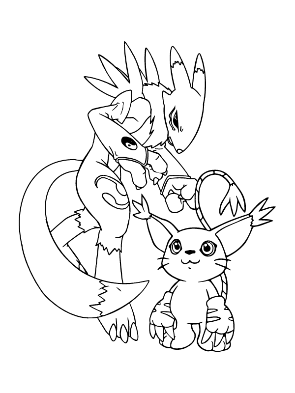 Página para Colorear de Tailmon linda de Digimon Adventure
