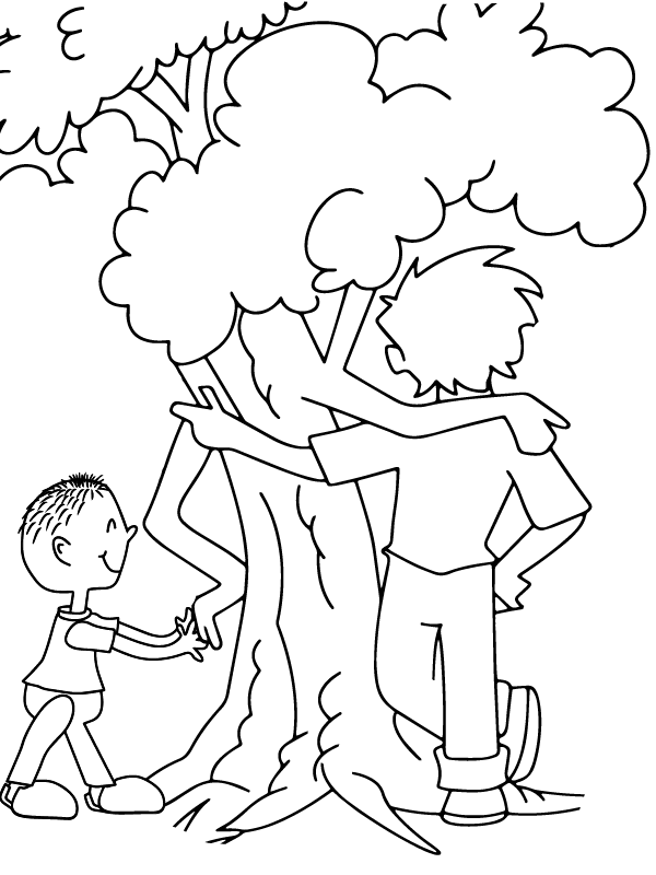 Página para Colorear del Árbol y el Hombre, Mejores Amigos