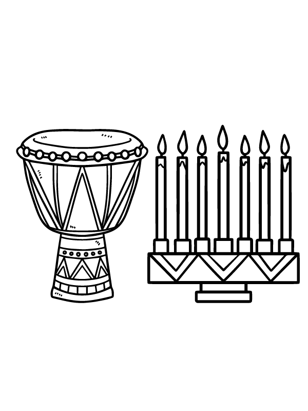 Página para Colorear del Djembé Aislado de Kwanzaa