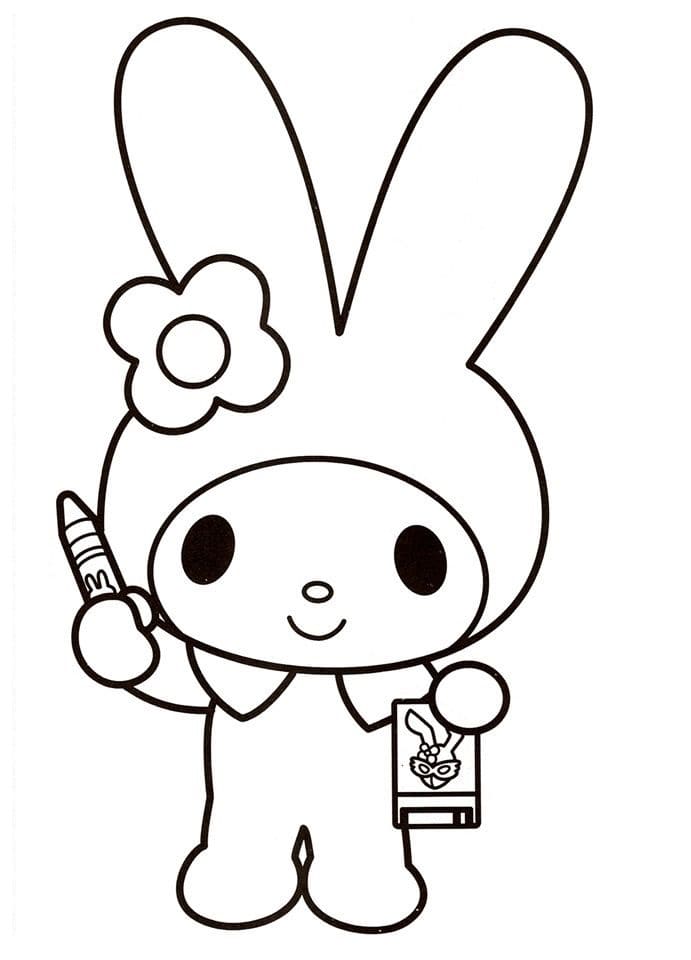Página para colorear de My Melody con crayón