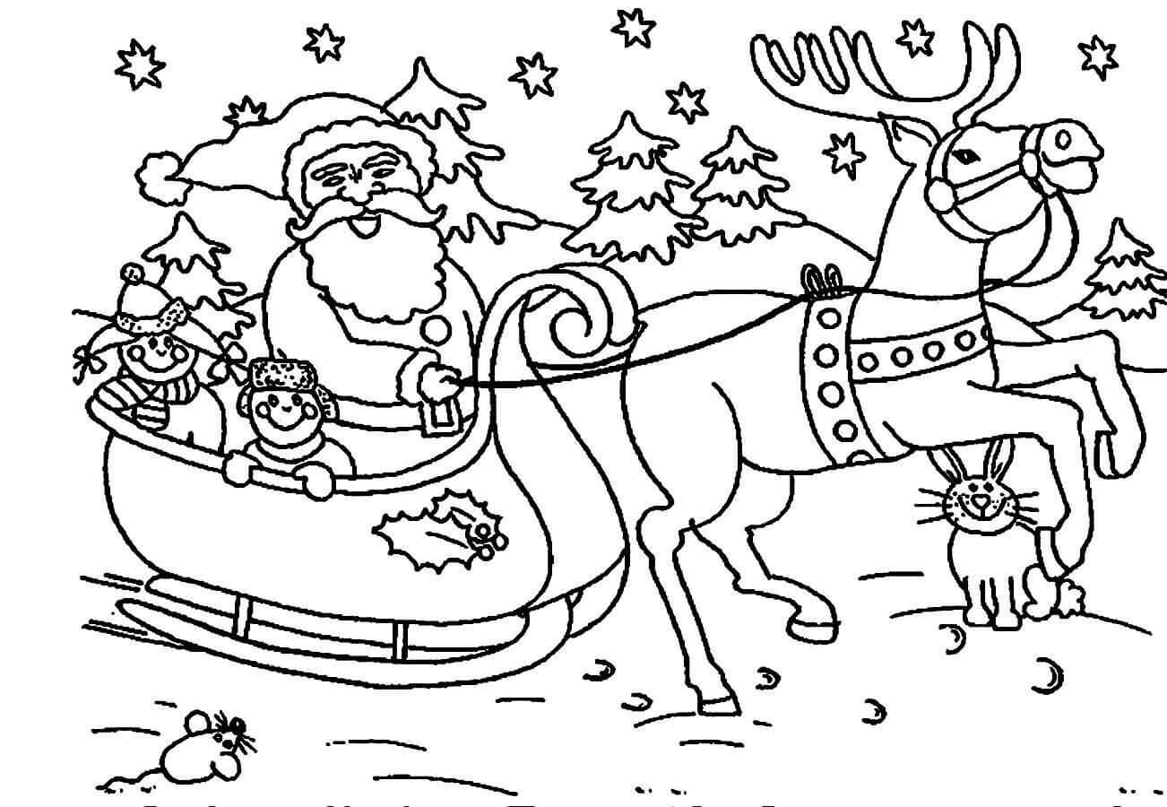 Papá Noel Sentado en una Moto de Nieve