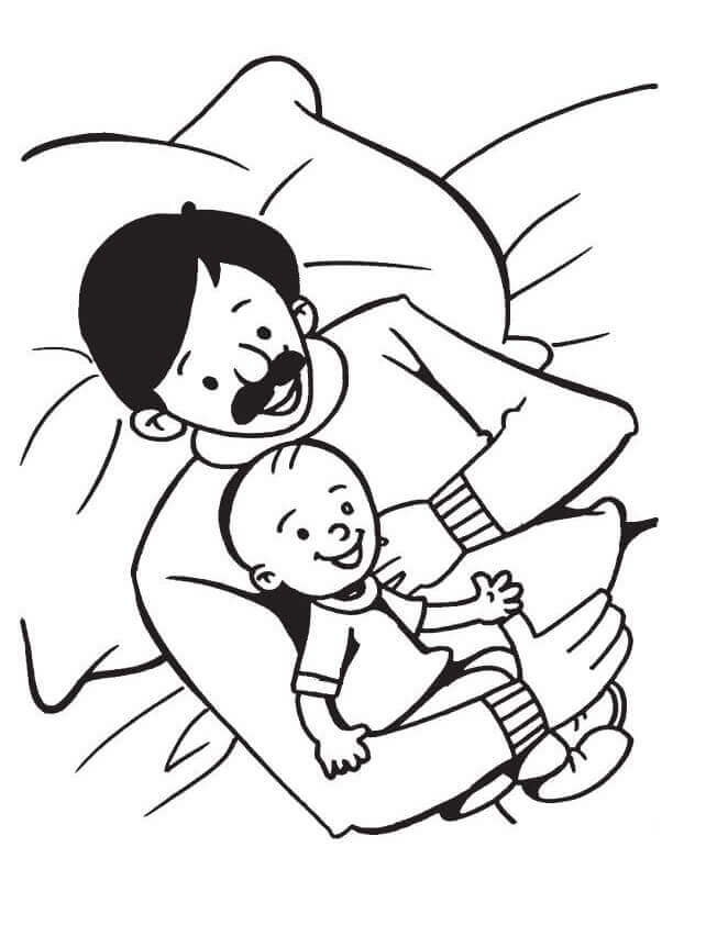 Papá e Hijo Pequeño en la Cama