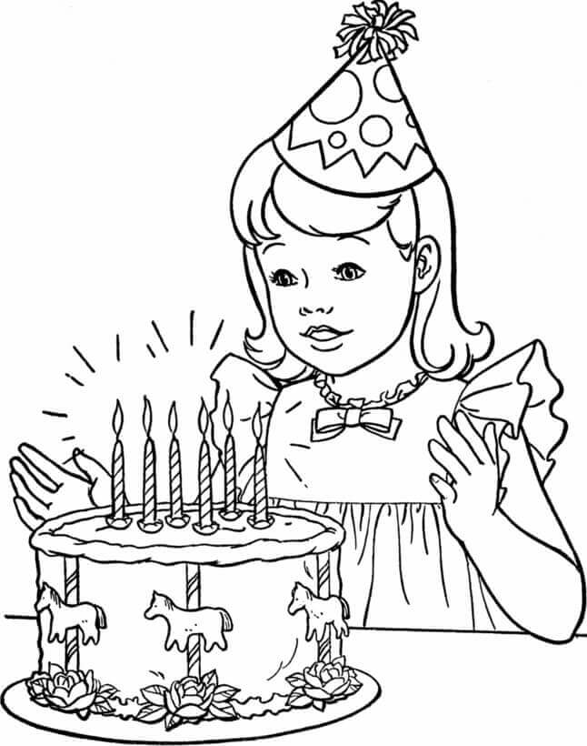 Pastel de Cumpleaños y Niña
