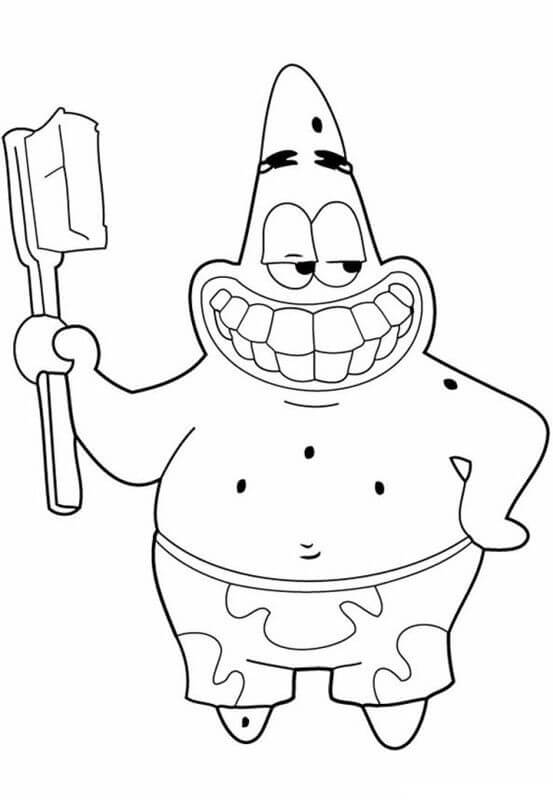 Patrick Star Sosteniendo un Cepillo de Dientes