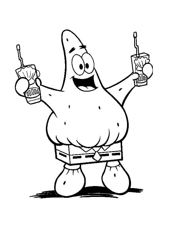 Patrick Star Sosteniendo una Bebida