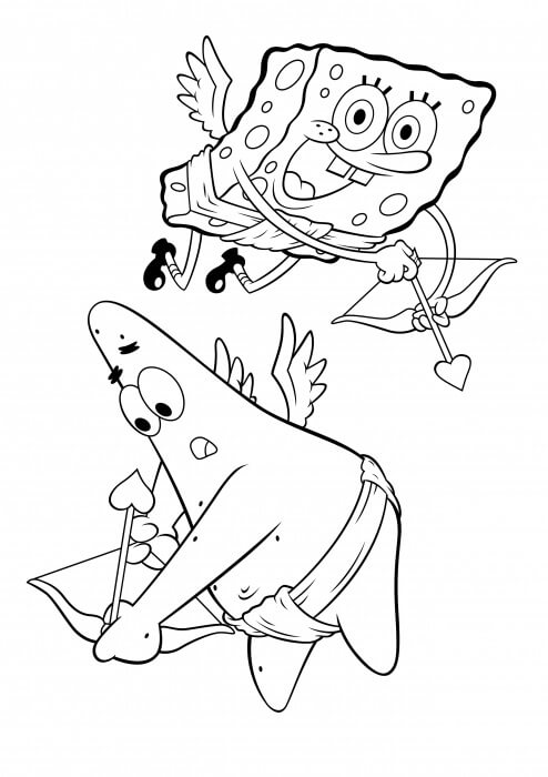 Patrick Star y Bob Esponja Cupido