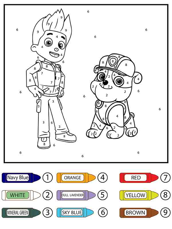 Patrulla Canina Alex Porter y Rubble Colorear por Número