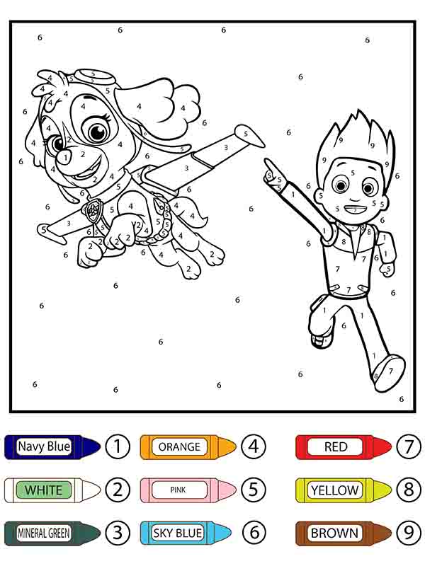 Paw Patrol Skye Flying Color por Número