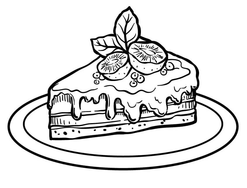 Pedazo de Pastel con Frutas de Kiwi
