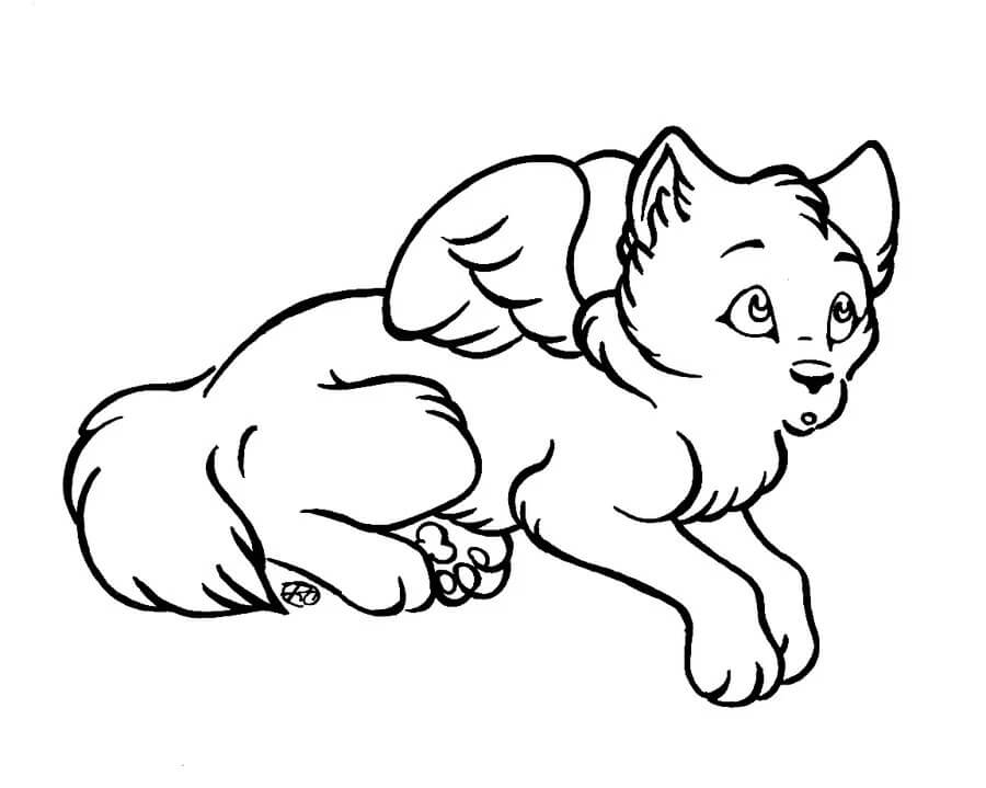 Pequeño Lobo con Alas
