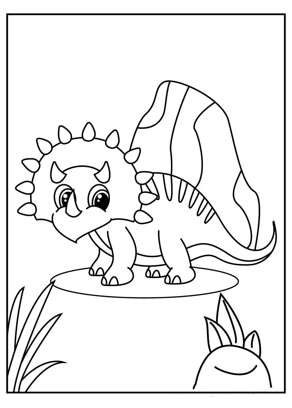 Pequeño Triceratop con Roca